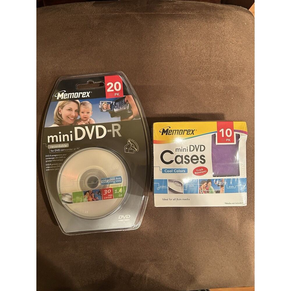Memorex MINI DVD-R 1.4 GB 30 Min Single Sided Rewritable 20 Pack New + 10 Cases